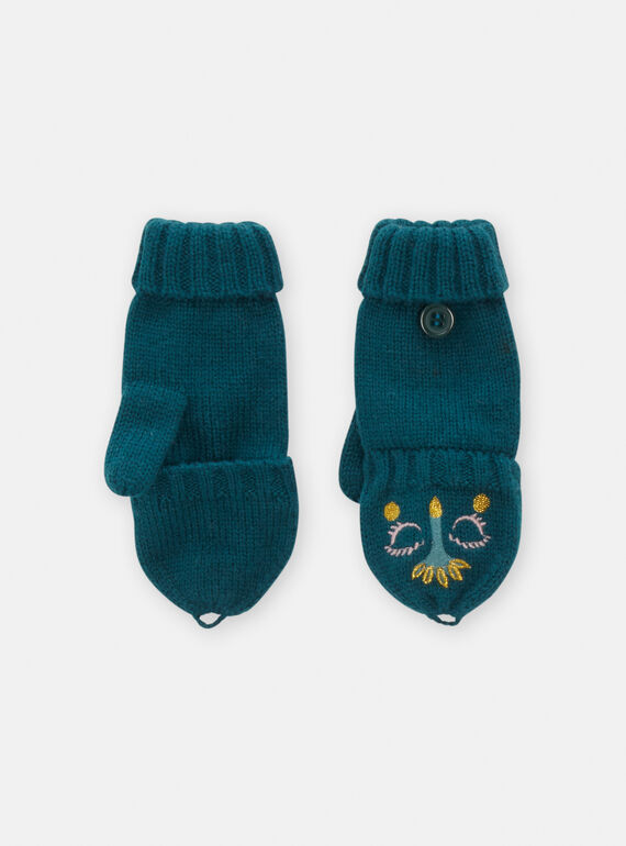 Girl's duck blue mittens SYAJOGAN3 / 23WI01O2GAN714